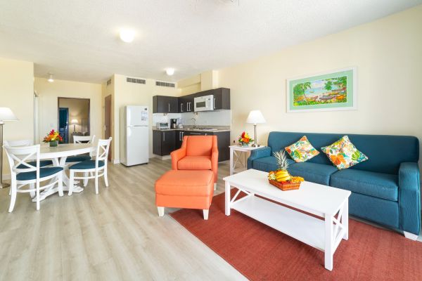 Kitchenette, table and sofa